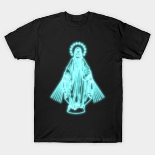 Light Blue Neon Virgin Mary T-Shirt